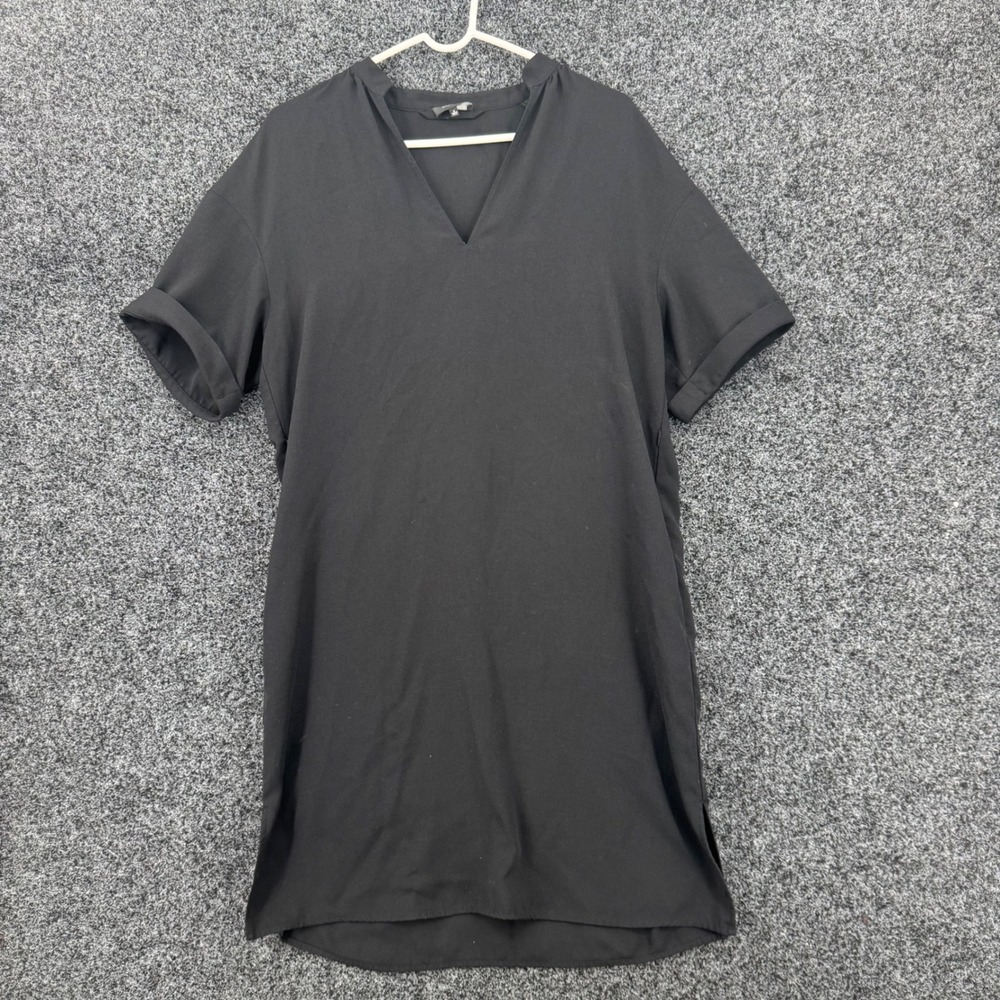 Babaton Aritzia Murphy Dress Black V-Neck Short Sleeve Shift Crepe Mini Size M